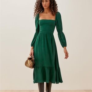 Reformation Mica Dress in Emerald Green